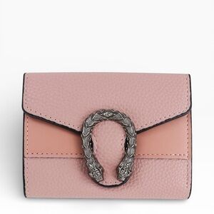 DESIGNER Women's Wallet with Metal Buckle in Pink
